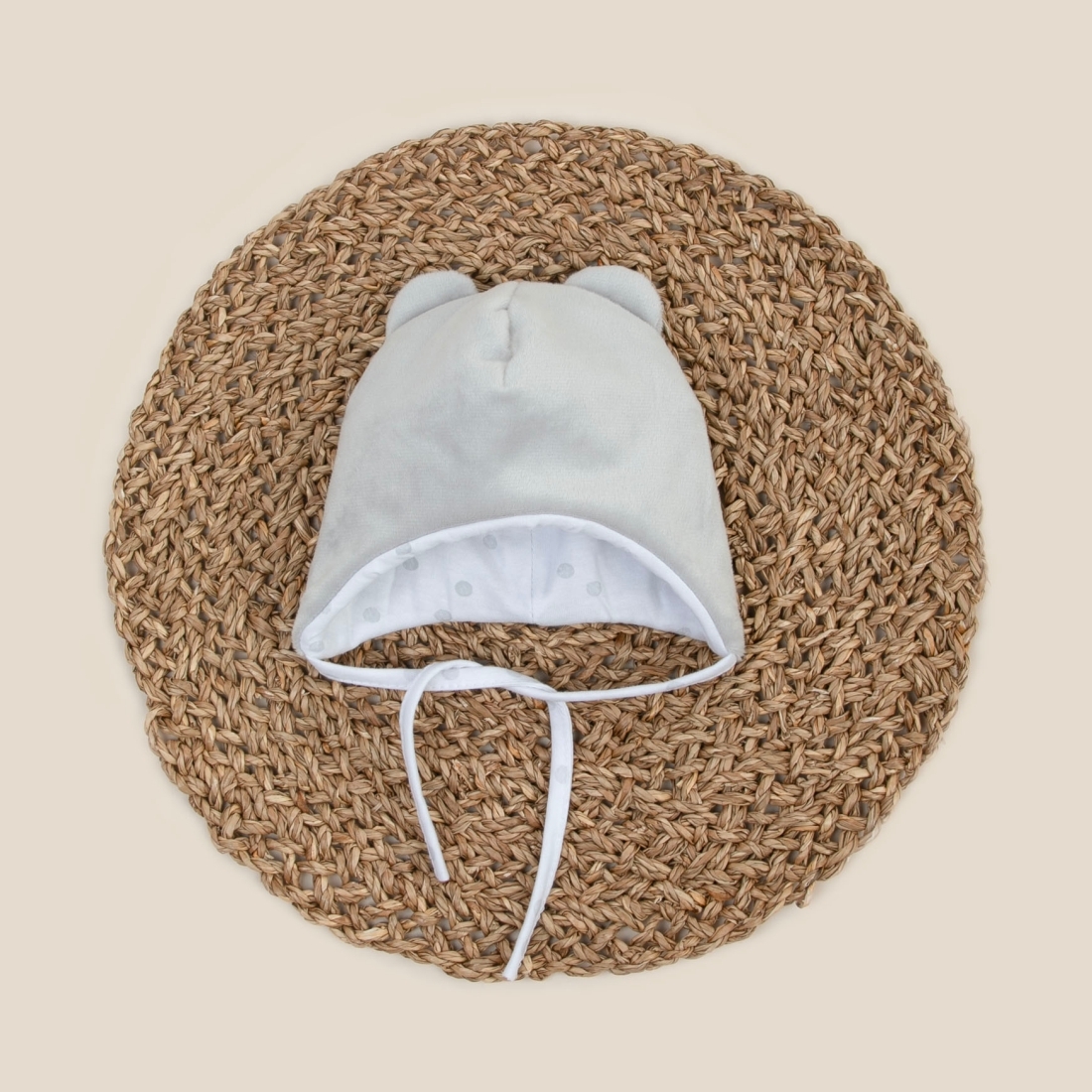 Шапка с ушками "Мишка", демисезонная, серый