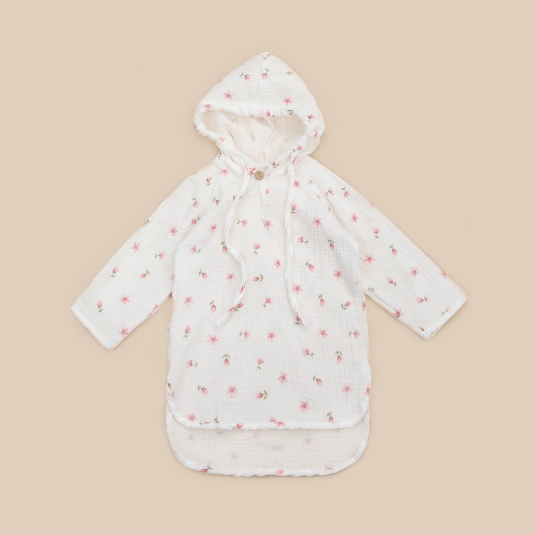 Туника с капюшоном "Муслин", тюльпанчики, лето