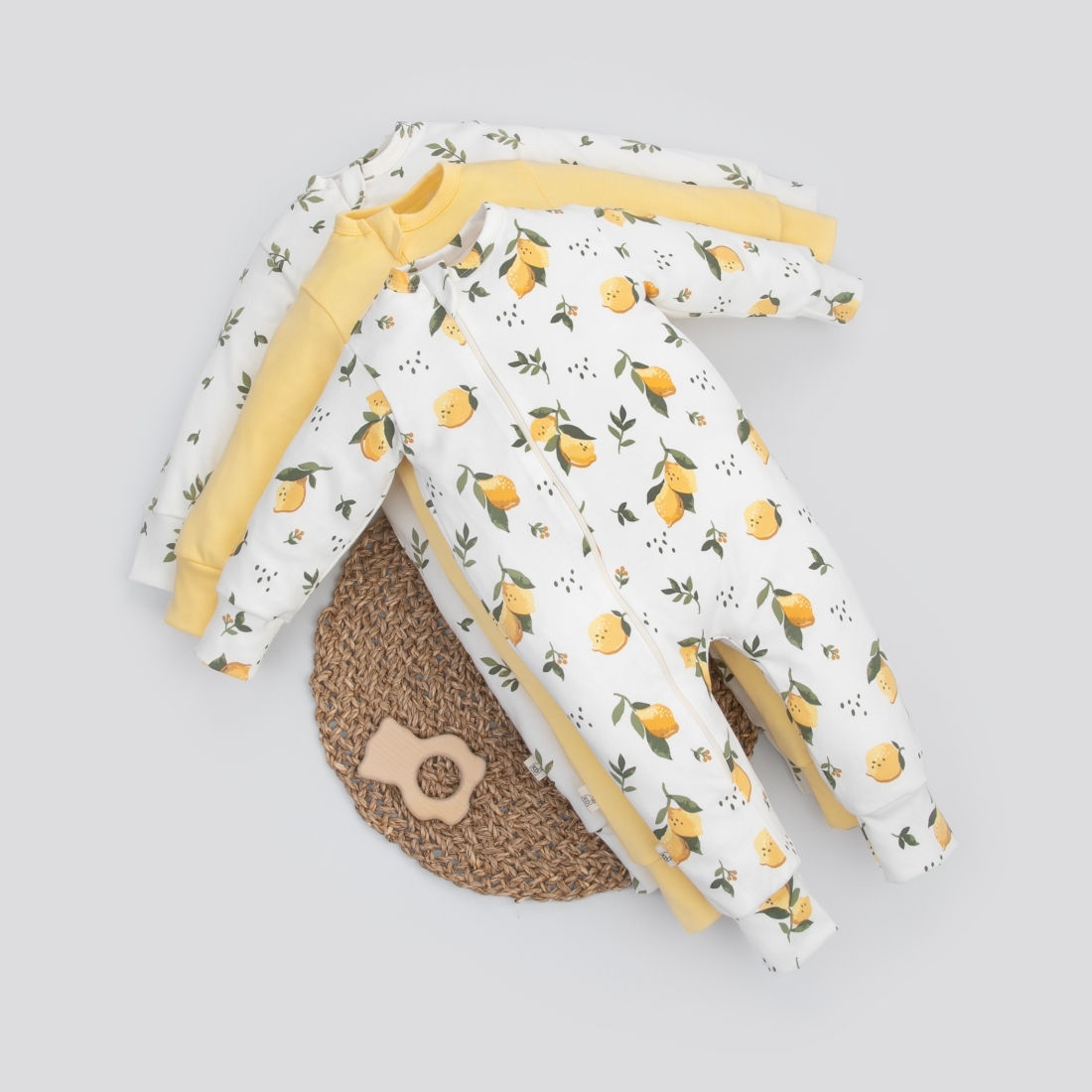 Комбинезон слип на молнии открытый "Лимончики", 3 шт/уп