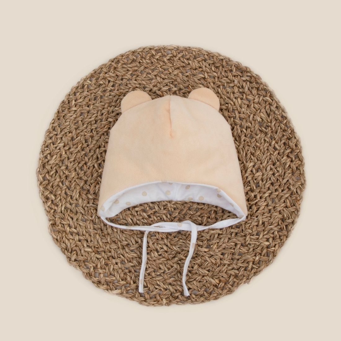 Шапка с ушками "Мишка", демисезонная, песочный