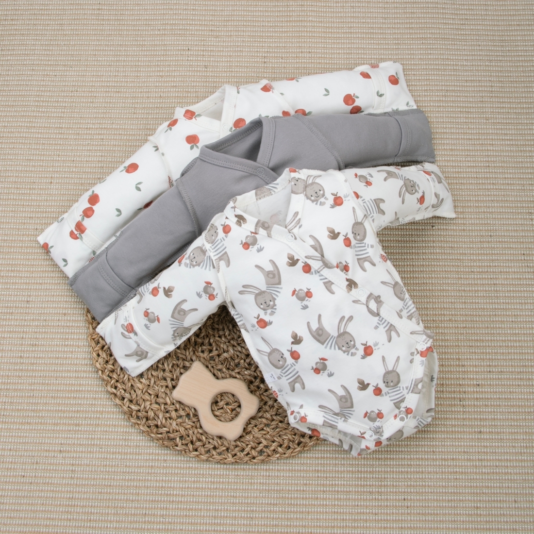 Боди с длинным рукавом "Яблочки", 3шт/уп