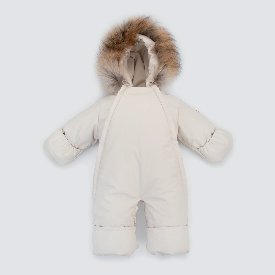 Комбинезон-трансформер "Вельвет", с опушкой, с отворотами, 3 сезона, молоко