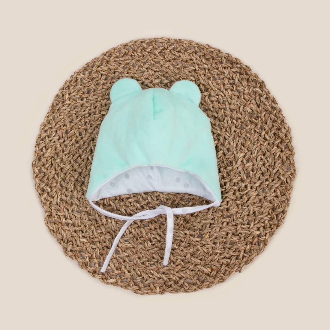 Шапка с ушками "Мишка", демисезонная, мята