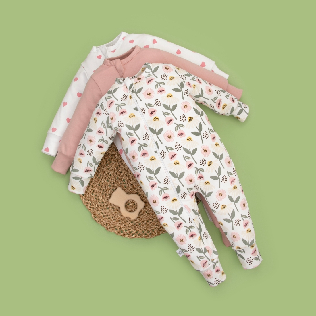 Комбинезон слип на молнии открытый "Любимые ромашки", 3 шт/уп