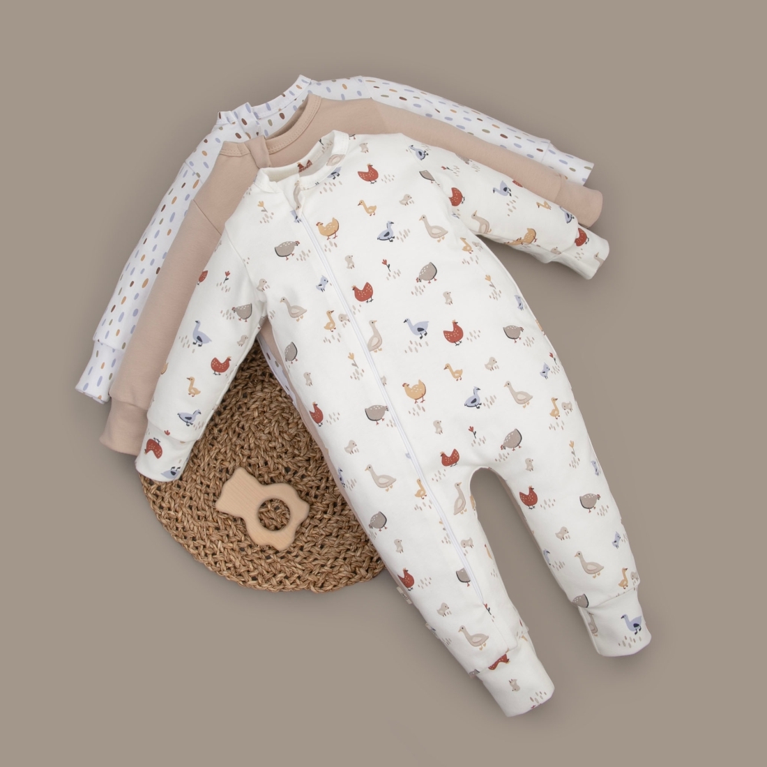 Комбинезон слип на молнии открытый "Зернышки", 3 шт/уп