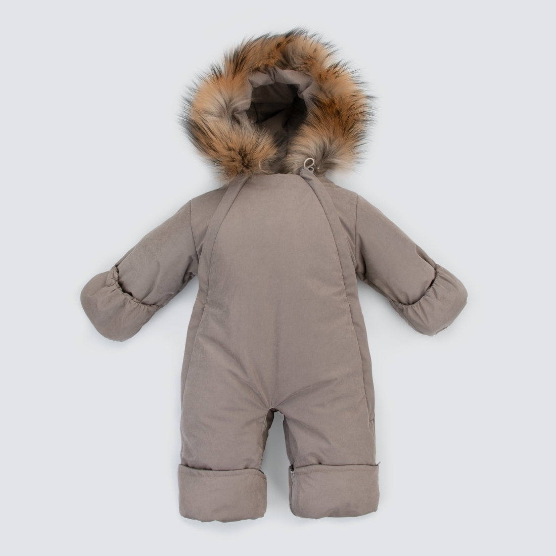 Комбинезон-трансформер "Вельвет", с опушкой, с отворотами, 3 сезона, капучино