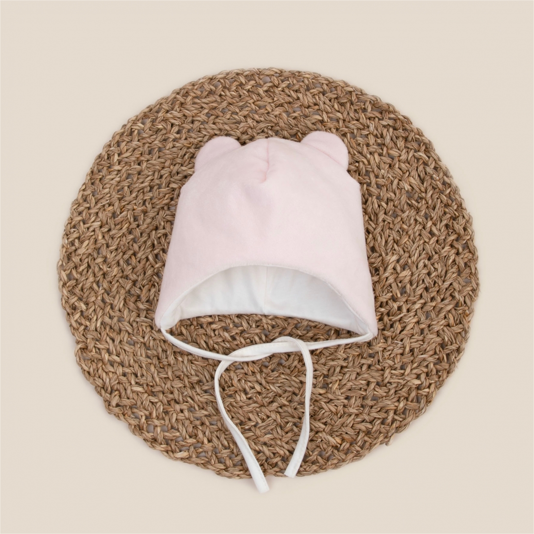 Шапка с ушками "Мишка", демисезонная, розовый