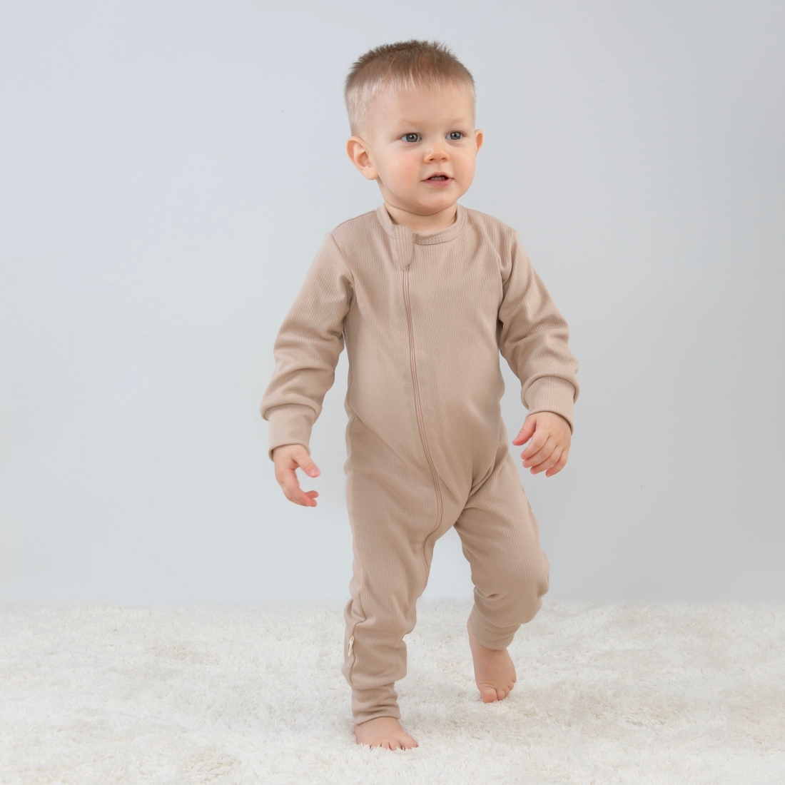 Комбинезон слип на молнии открытый "Капучино", 2 шт/уп