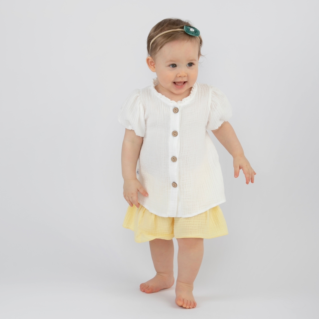 Комплект блузка+шорты "Муслин", желтый, лето