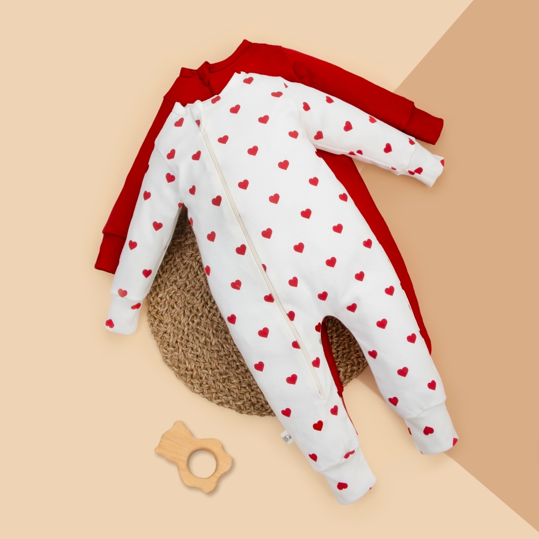 Комбинезон слип на молнии открытый "Мое сердечко", 2 шт/уп