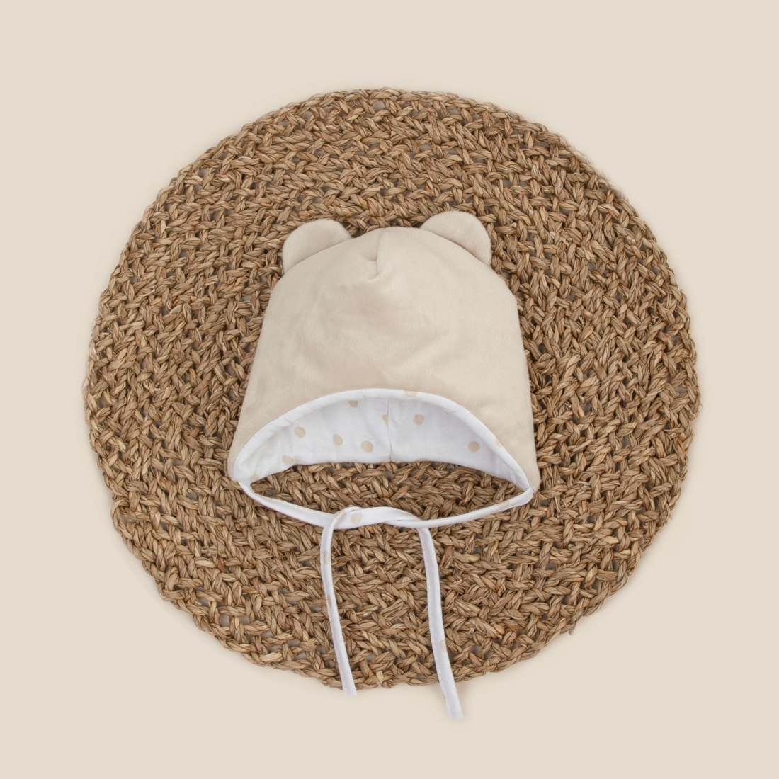 Шапка с ушками "Мишка", демисезонная, бежевый