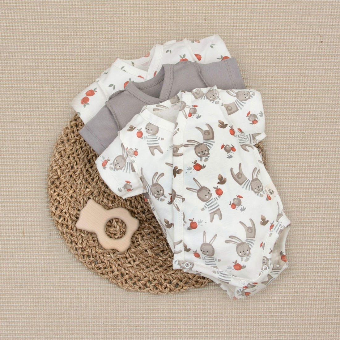 Боди с коротким рукавом "Яблочки", 3шт/уп