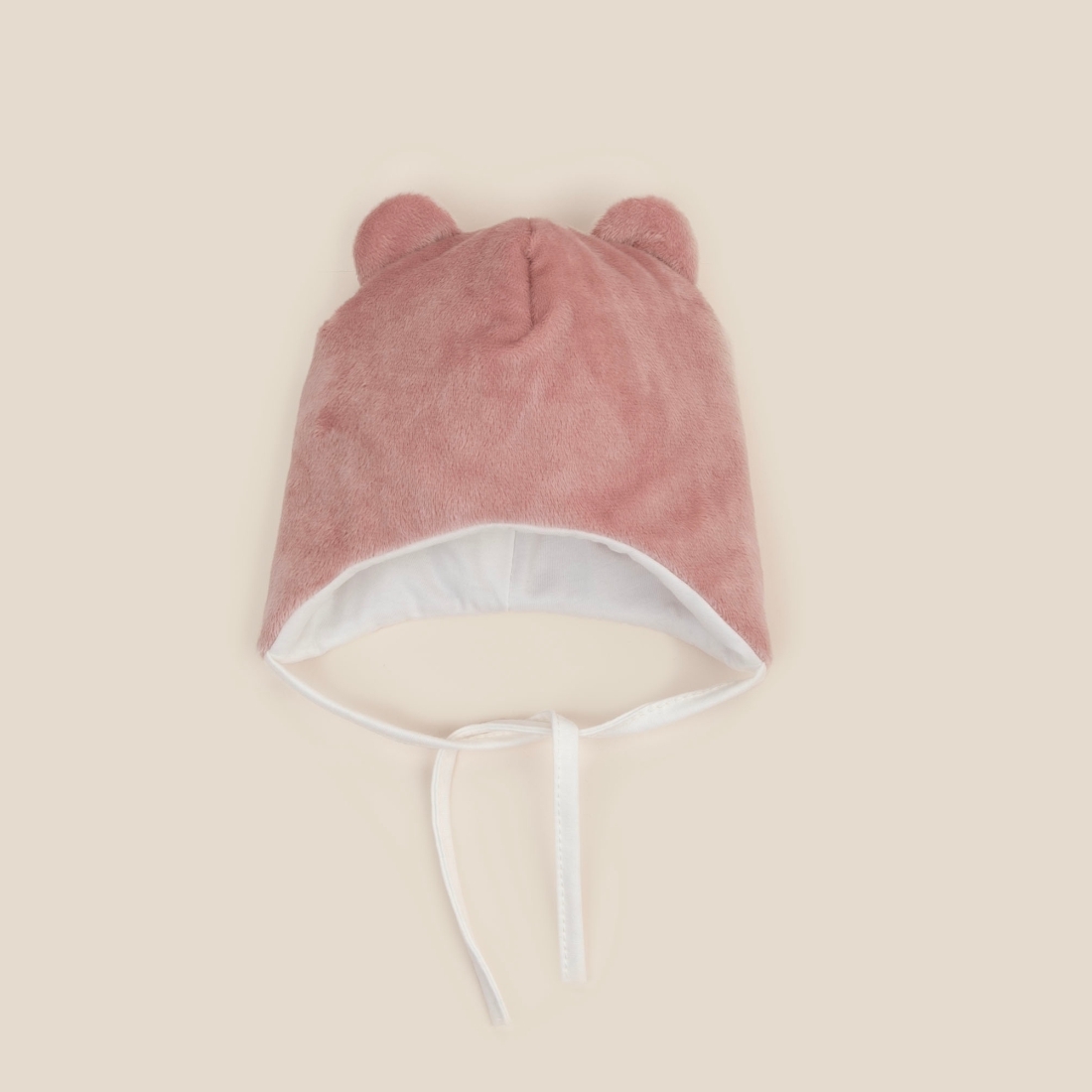 Шапка с ушками "Мишка", демисезонная, пудра
