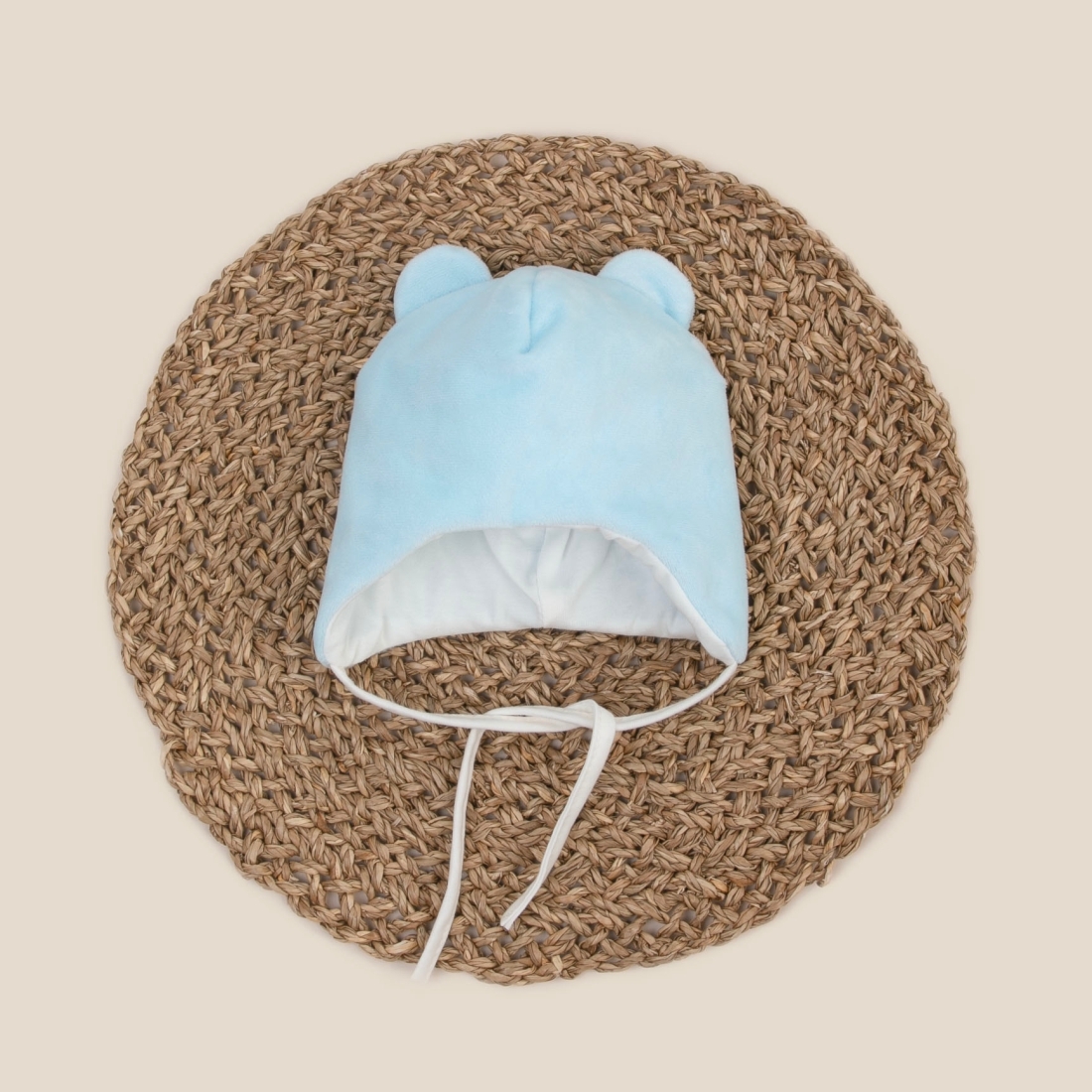 Шапка с ушками "Мишка", демисезонная, голубой