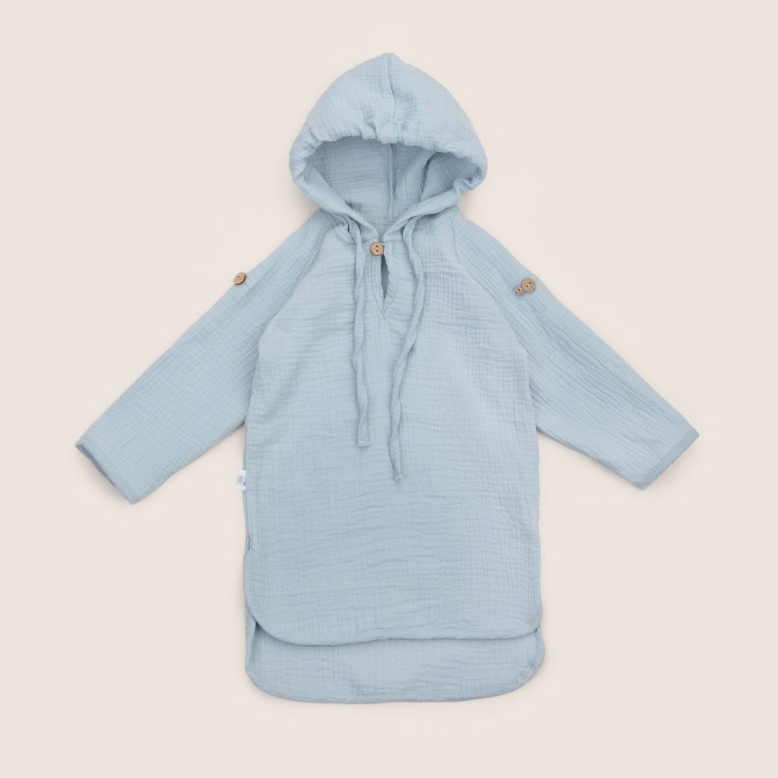Туника с капюшоном "Муслин", голубой, лето